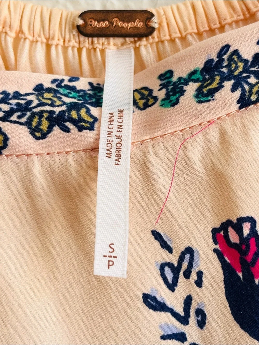 Free People Yellow Flowey Floral Mixed-Print Handkerchief Hem Blouse Size XS